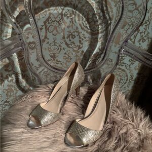 Elegant Silver Peep-Toe Heels